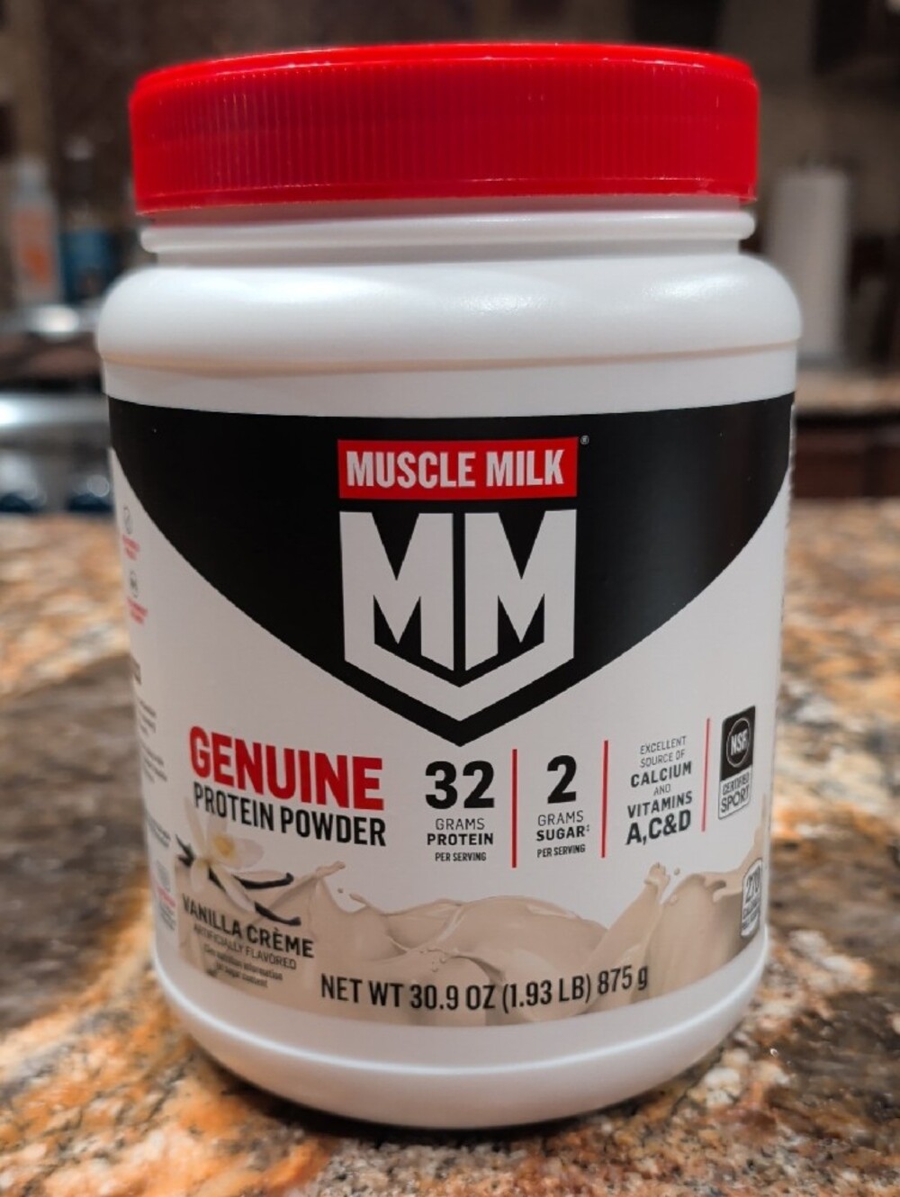 MUSCLE MILK Genuine Vanilla Crème Protein Powder - White/Red
